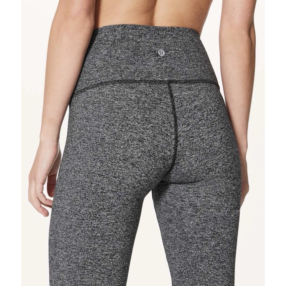 Lululemon Wonder Under High Rise Tight Sz‎ 6 Heathered Black Yoga Gym Athleisure
